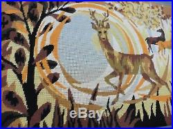 Large Retro 1960s Wall Tapestry Picture Deer Kitsch Stag Mid Century Abstract