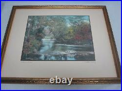 Large Signed Wallace Nutting Autumn Grotto Hand Tinted Framed Photograph