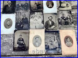 Lot Of 19 Antique Tintype Photo Photograph Images People Men Women Tin Type