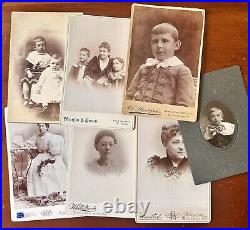 Lot Of Cabinet Cards 7 Antique Photos Incl Female Photographer 1800s