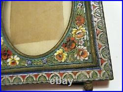 Lovely Antique Micromosaic Easel Photo Frame Small Floral 19th Century Italy