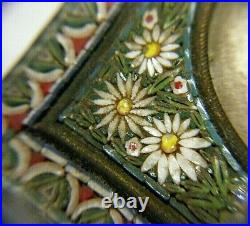 Lovely Antique Micromosaic Easel Photo Frame Small Floral 19th Century Italy