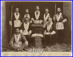 Masons in regalia antique masonic albumen photo R. Ellis Malta 1880s