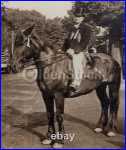 Maynard Massachusetts Mayor on Horseback Antique Patriotic Parade Day Photo on B