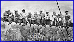 New York Vintage Art Print Canvas Photo Black White Large Workmen Lunch