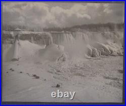 Nice Antique Original Sepia Photograph of Frozen Niagara Falls Ca. 1895