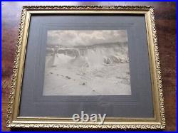 Nice Antique Original Sepia Photograph of Frozen Niagara Falls Ca. 1895