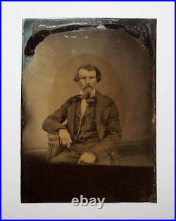 Old Antique Vtg Ca 1860s Full Plate Tintype Southern Country Gentleman Photo