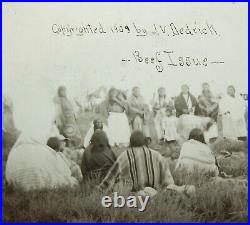 Old Antique Vtg Dated 1909 RPPC Native American Indians Photo of Beef Issue Okla