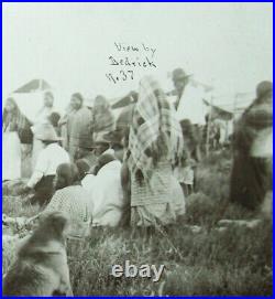 Old Antique Vtg Dated 1909 RPPC Native American Indians Photo of Beef Issue Okla
