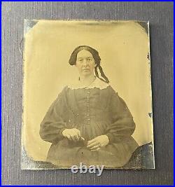 Old Vintage Antique Ambrotype Photo Victorian Lady Woman with Book or Photograph