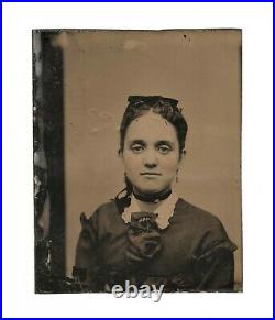 Old Vintage Antique Photo Pretty Beautiful Young Lady Teen Girl with Lovely Eyes