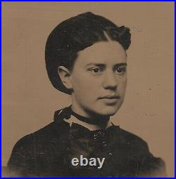 Old Vintage Antique Tintype Photo Pretty Young Victorian Lady Woman (ref. #411)