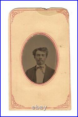 Old Vintage Antique Tintype Photo Young Illinois Man Gentleman with Goatee Beard