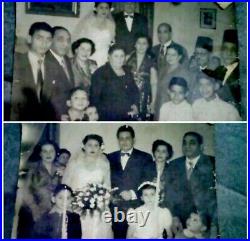 Old Vintage Black And White 2 photographs egyptian family marriage at 1954