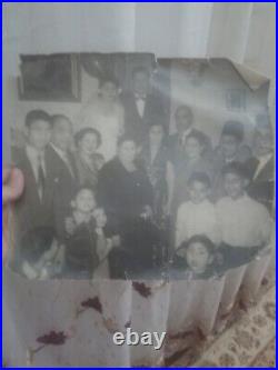 Old Vintage Black And White 2 photographs egyptian family marriage at 1954