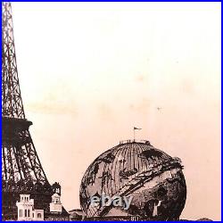 PARIS Photo EXPOSITION UNIVERSSELLE 1900 EIFFEL TOWER GLOBE VINTAGE ANTIQUE /