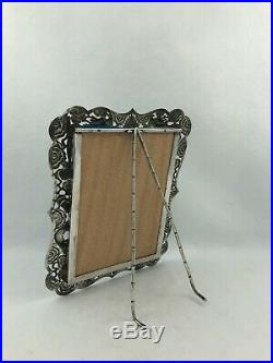 Pair Antique Chinese Export Silver Photo Frames with Dragons by WC