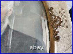 Pair Vintage Antique French Gilt Bronze Gold Oval Picture Frame Convex Glass