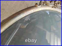 Pair Vintage Antique French Gilt Bronze Gold Oval Picture Frame Convex Glass