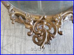 Pair Vintage Antique French Gilt Bronze Gold Oval Picture Frame Convex Glass