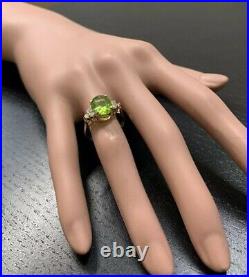 Peridot Diamond ANTIQUE Vintage Anniversary Engagement Ring For Girls 14k Gold