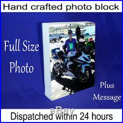 Personalised block 6x4 with full photo and message unique gift new photo plaque