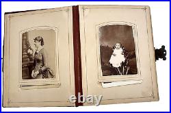 Photograph Album with 74 Antique Cabinet Card Photos Pictures Men Women Kids