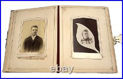 Photograph Album with 74 Antique Cabinet Card Photos Pictures Men Women Kids