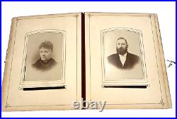 Photograph Album with 74 Antique Cabinet Card Photos Pictures Men Women Kids