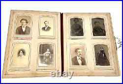 Photograph Album with 74 Antique Cabinet Card Photos Pictures Men Women Kids