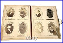 Photograph Album with 74 Antique Cabinet Card Photos Pictures Men Women Kids