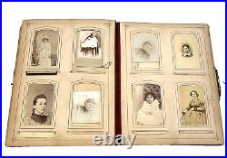 Photograph Album with 74 Antique Cabinet Card Photos Pictures Men Women Kids