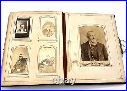 Photograph Album with 74 Antique Cabinet Card Photos Pictures Men Women Kids