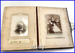 Photograph Album with 74 Antique Cabinet Card Photos Pictures Men Women Kids