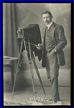Photographer with Camera on Tripod Antique / Vintage Real Photo Postcard RPPC
