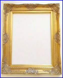Picture Frame 24x30" Ornate Gold Color #637G White Linen Liner Wood/Gesso 