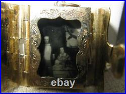 Picture Locket Book Form Antique Victorian 10-12K Gold c1860 Rare Jewel