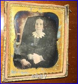 Premortem Woman with Note Inside 1/6 Sad Daguerreotype Photo 1850s Rare Mourning