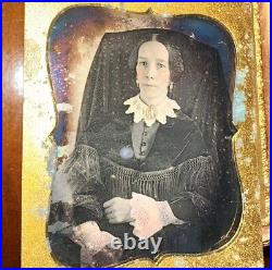 Premortem Woman with Note Inside 1/6 Sad Daguerreotype Photo 1850s Rare Mourning