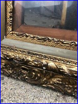 Pretty vintage gold & gesso art picture frame 30.5/27.5 16/20 art old glass