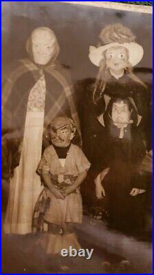 RARE 1950 Antique Halloween Photograph of Trick or Treaters In Great Costumes