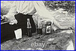 RARE ANTIQUE ARTISTIC PHOTO! BEAUTIFUL WOMAN PICNICS IN FOREST Historic FASHION