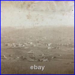 RARE Antique Aerial Photography Cabinet Card Photo Homesteads Early Town City