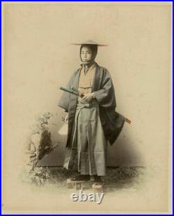 RARE Original 1870s Japan Antique Portrait of Japanese Samurai with Sword