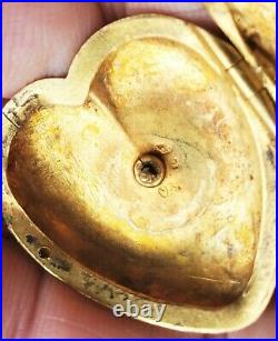 Rare 14k Gold Antique Victorian Large Puffy Heart Double Photo Locket 4.7 Grams