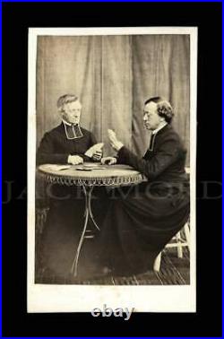 Rare 1860s CDV Photo Belgian or French Clerics Priests Playing Card Game, Poker