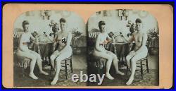 Rare Antique 1800s 1900s Stereoview Photo Nude Models, Victorian Women Friends