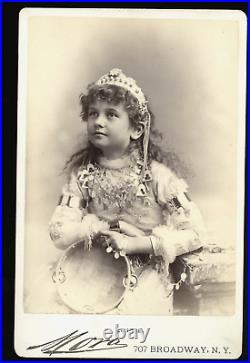 Rare Antique Photo Of Lottie Young Girl Actress Or Singer Tambourine By Mora Nyc