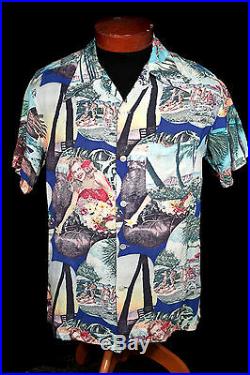 Rare Collectible 1939-Early 1940'S Silky Rayon Photo Hawaiian Shirt